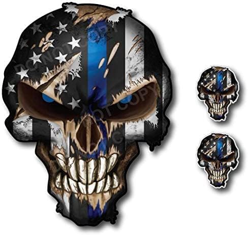 Skull with Reflective Eyes American Flag Vinyl Decal Stickers Car Truck Sniper Marines Army Navy Military Graphic