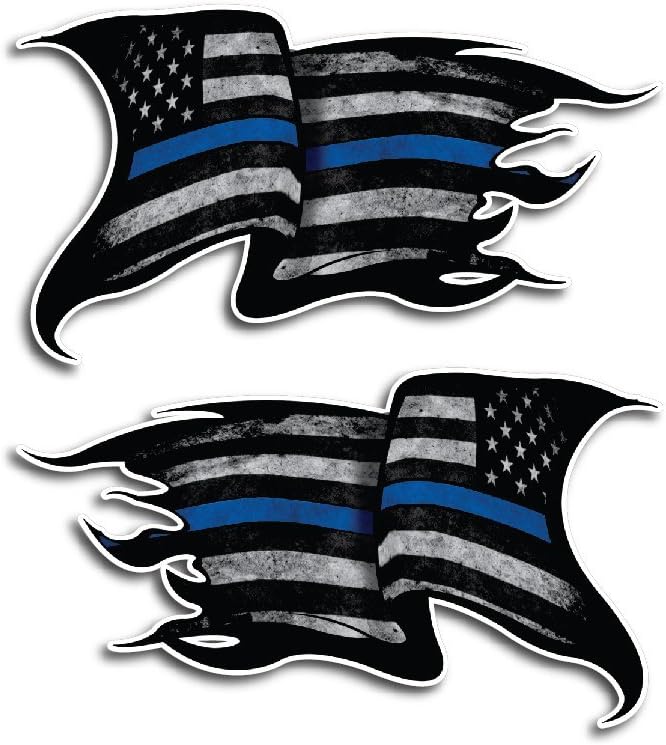 Sticker Pack - Thin Blue Line Tattered Subdued Decals Police Officer BLM American Flag Vinyl Decal Sticker Car Truck