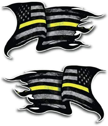 Thin Gold Yellow Line USA American Flag Vinyl Decal Sticker Reverse Car Truck Window