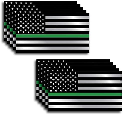 Thin Green Line 10 Pack I Support The Military Decal Sticker American Flag Car Truck(10 Pack)