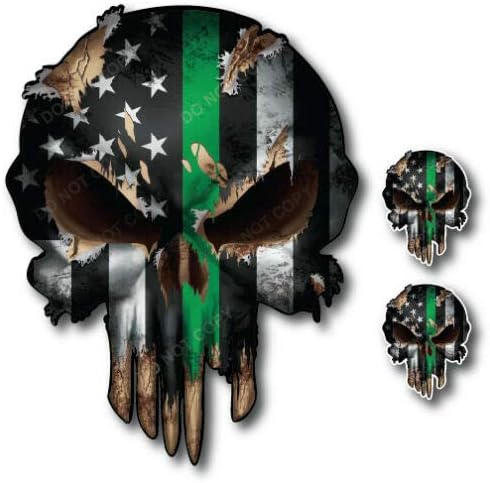 Sticker Pack - 3 Pack Thin LINE Skull American Flag Police Officer Blue Lives Matter Sniper Vinyl Decal Stickers Car Truck Sniper Marines Army Navy Military Graphic