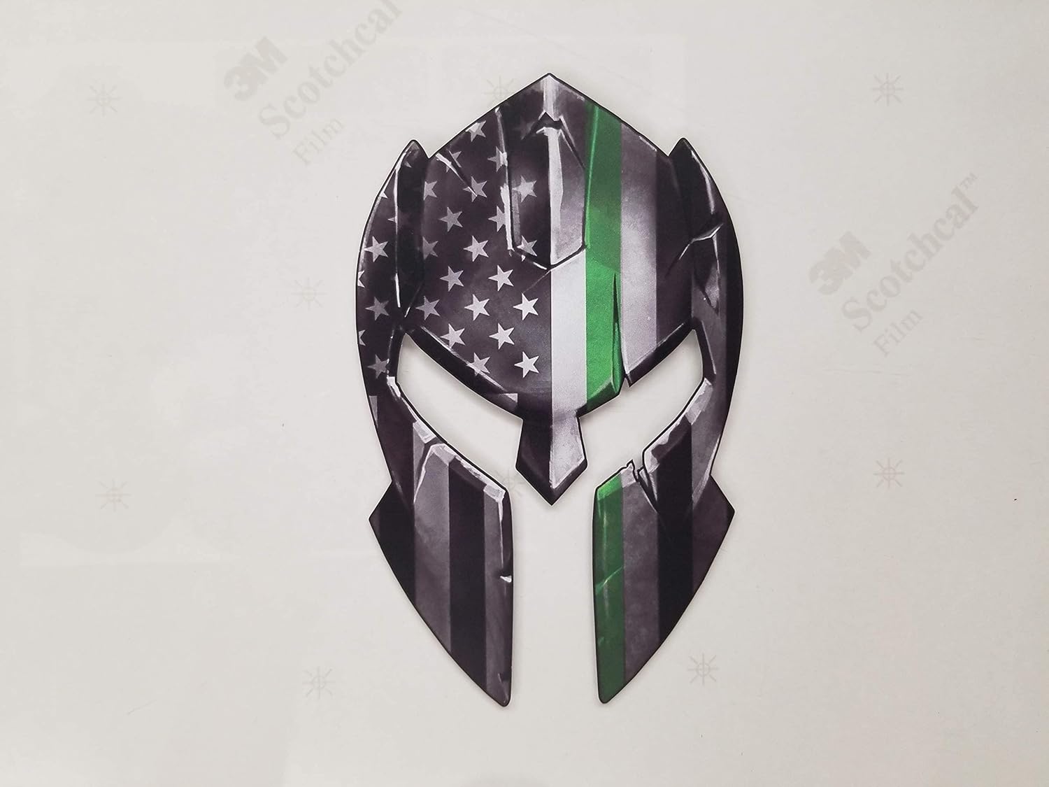 Decals by Haley 3 Pack Thin Green Line Spartan Helmet Decal Distressed Tattered USA Gladiator American Flag Sticker Gun 2nd Amendment Molon Labe