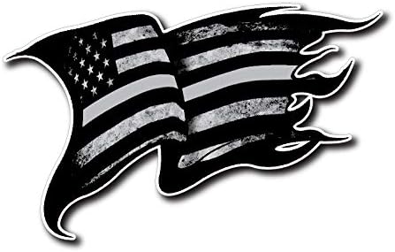 Thin Grey Line Tattered Flag Decal Correctional Officer Car Truck Vinyl USA Police Military Lives Matter