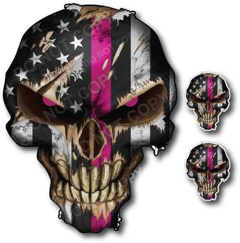 Skull with Reflective Eyes American Flag Vinyl Decal Stickers Car Truck Sniper Marines Army Navy Military Graphic