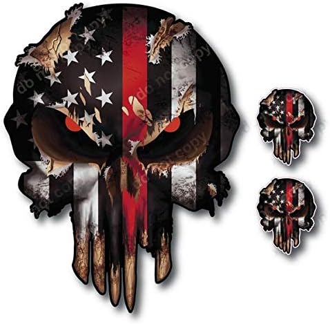 Sticker Pack - 3 Pack Thin LINE Skull American Flag Police Officer Blue Lives Matter Sniper Vinyl Decal Stickers Car Truck Sniper Marines Army Navy Military Graphic