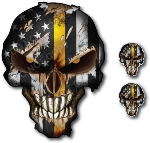 Skull with Reflective Eyes American Flag Vinyl Decal Stickers Car Truck Sniper Marines Army Navy Military Graphic