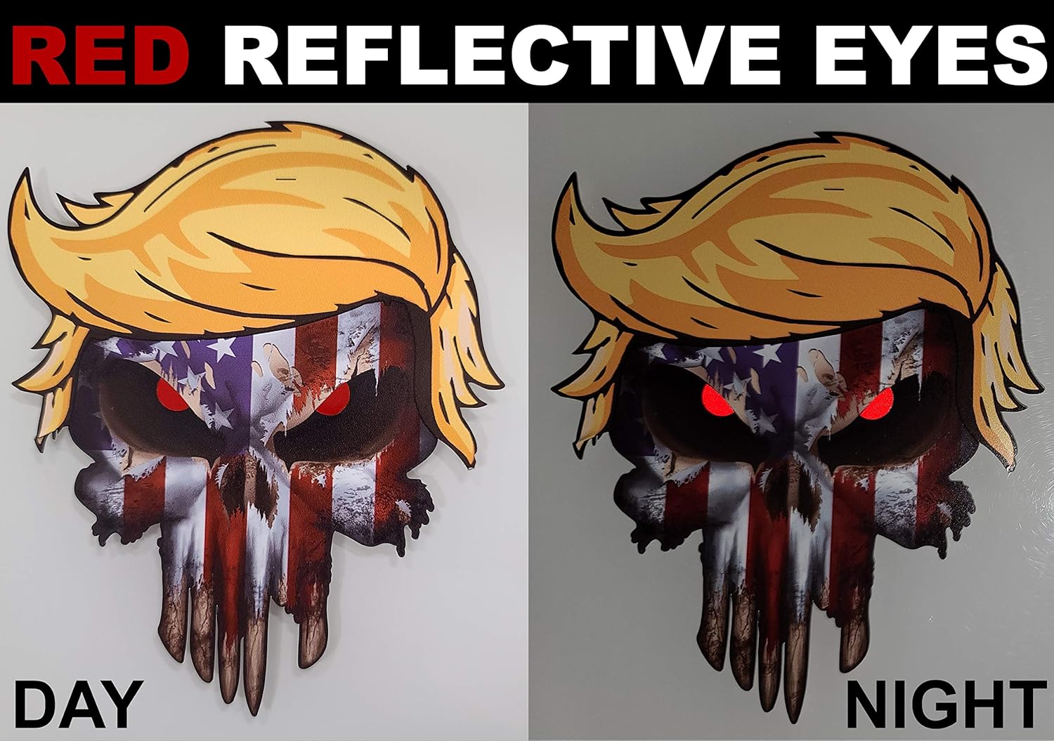 American Flag with Donald Trump Hair Vinyl Decal Stickers Car Truck Sniper Marines Army Navy Military Graphic