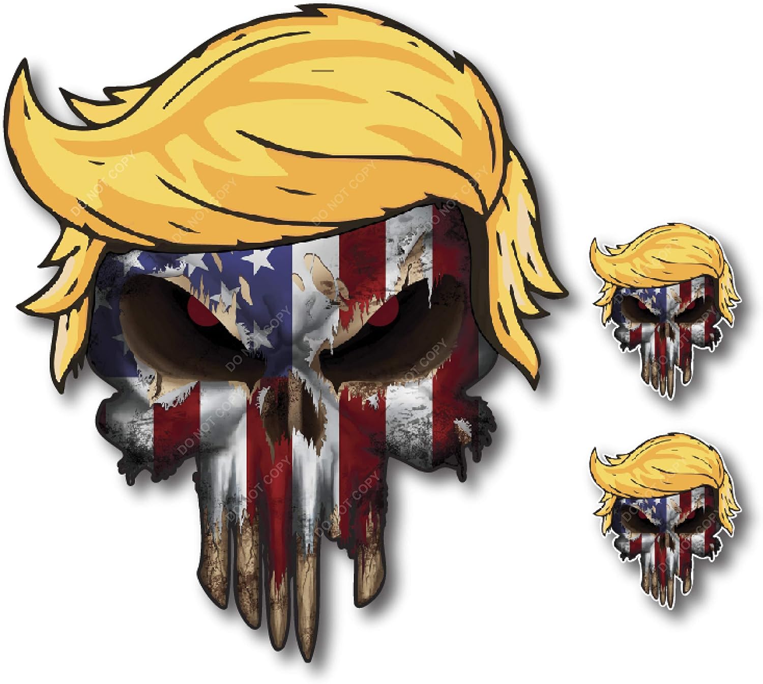 American Flag with Donald Trump Hair Vinyl Decal Stickers Car Truck Sniper Marines Army Navy Military Graphic