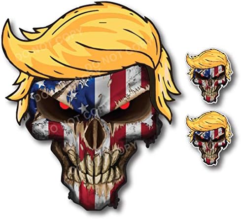 American Flag with Donald Trump Hair Vinyl Decal Stickers Car Truck Sniper Marines Army Navy Military Graphic
