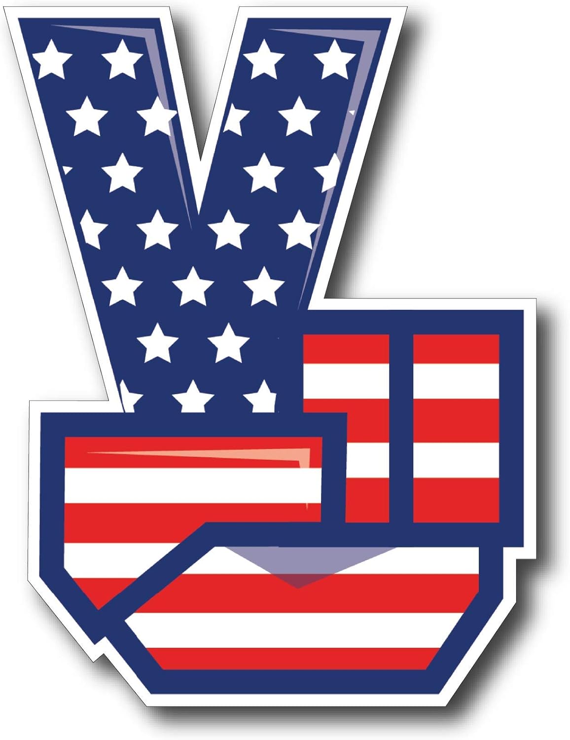 USA American Flag Peace Sign Vinyl Decal Sticker 1960's Version Vintage