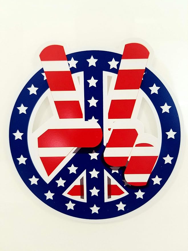 USA American Flag Peace Sign Circle Vinyl Decal Sticker 1960's Version Vintage