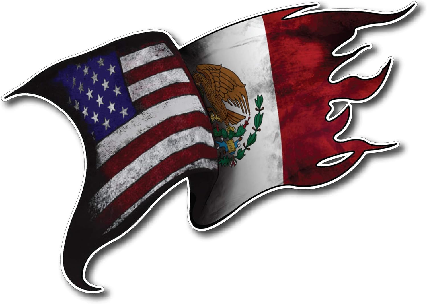 Decals by Haley Tattered Waving American Mexico Mexican Pride Country Flag Window Decal Bumper Sticker for Car Truck SUV Vehicle Peel and Stick 3M Vinyl