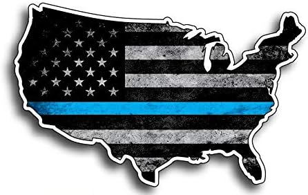 3 Pack of USA Shaped Thin Blue Line Police Officer BLM American Flag Vinyl Decal Sticker Car Truck