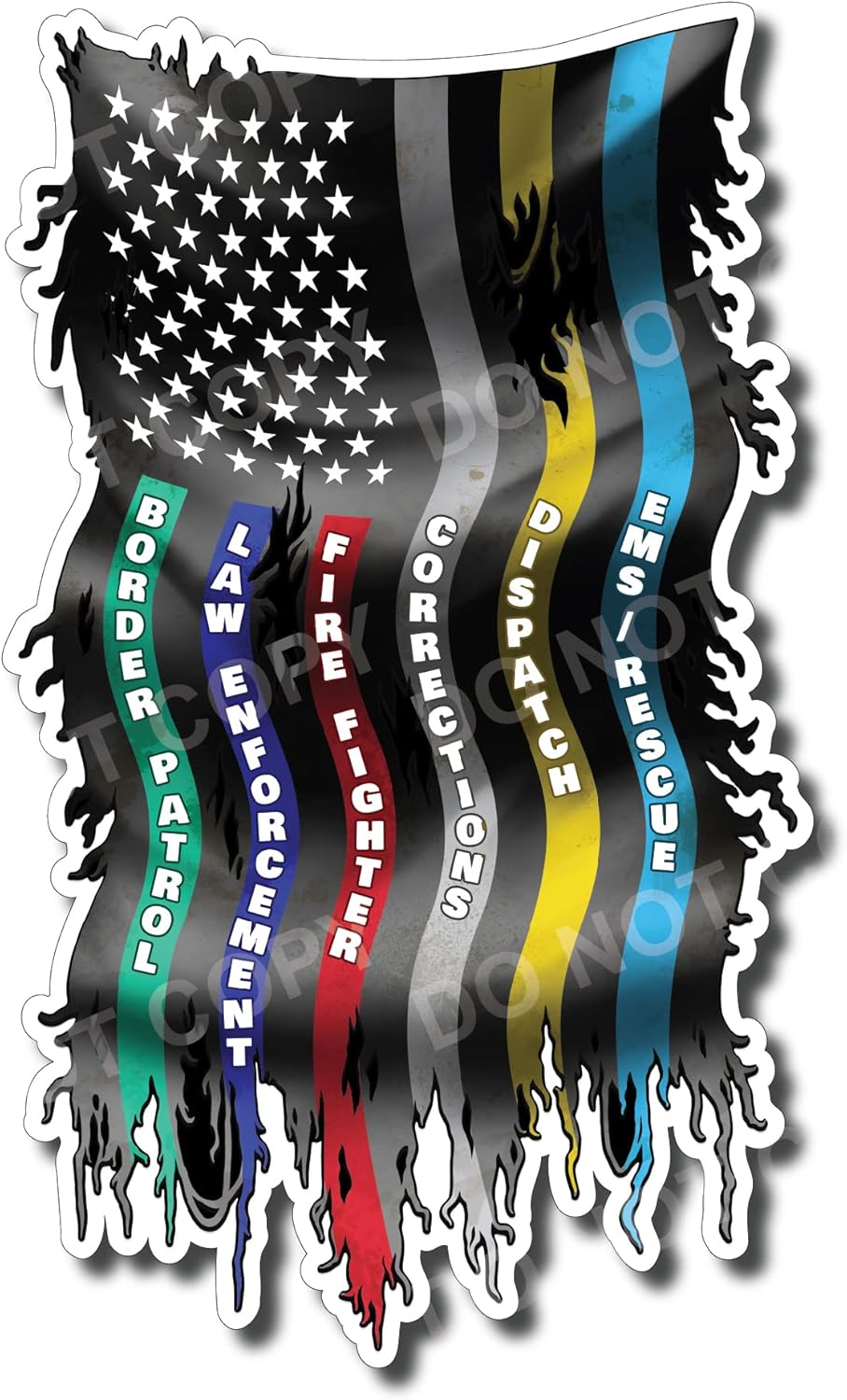 Pack of 3 Thin Blue Red Green Silver Gold FIRE Police EMS Nurse Military Dispatch Corrections Flag Decal Vinyl Sticker 3.5 x 6 inch