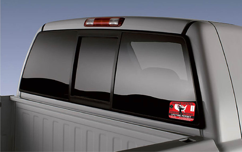 United States Lifetime Zombie Hunting Permit Funny Decal Bumper Sticker for Cars, Trucks, RVs, Windows, Vans, Peel and Stick to Any Clean, Smooth Surface!